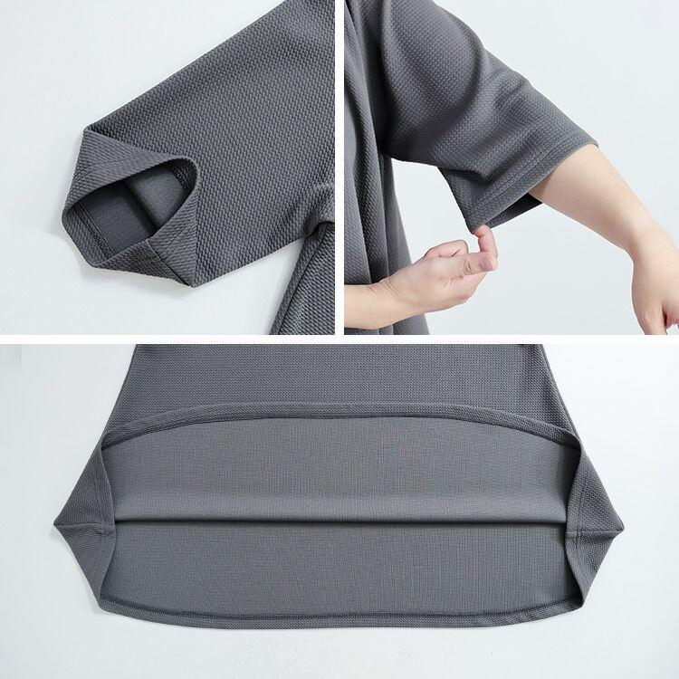 【送料無料】 エンボスカットソーセットアップ 3色 M-LL 洗える 五分袖 レディース アンサンブル 上下セット トップス ボトムス カジュアルスーツ 春秋冬 |  | 16