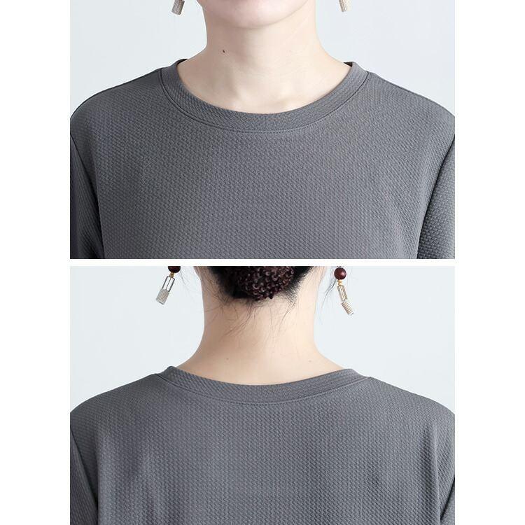 【送料無料】 スウェット感覚で着れる！エンボスワンピース 2色 M-L 洗える 防シワ 速乾 七分袖 レディース トップス ワンピース ルームウエア 春秋冬 |  | 12