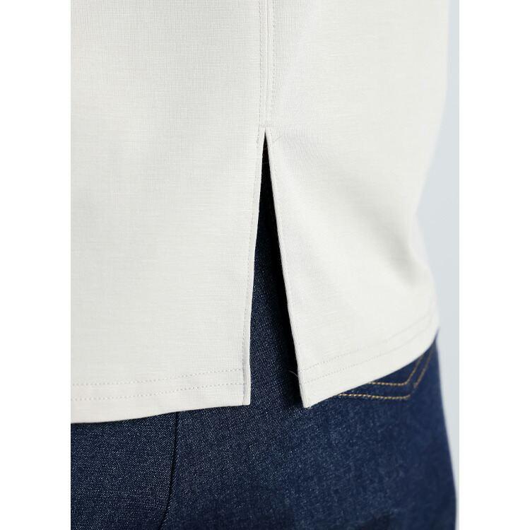 【送料無料】 レース使いぽわん袖チュニック 3色 M L 洗える 7分袖 レディース トップス チュニック カットソー ぽわん袖 異素材 レース 春夏秋 |  | 07