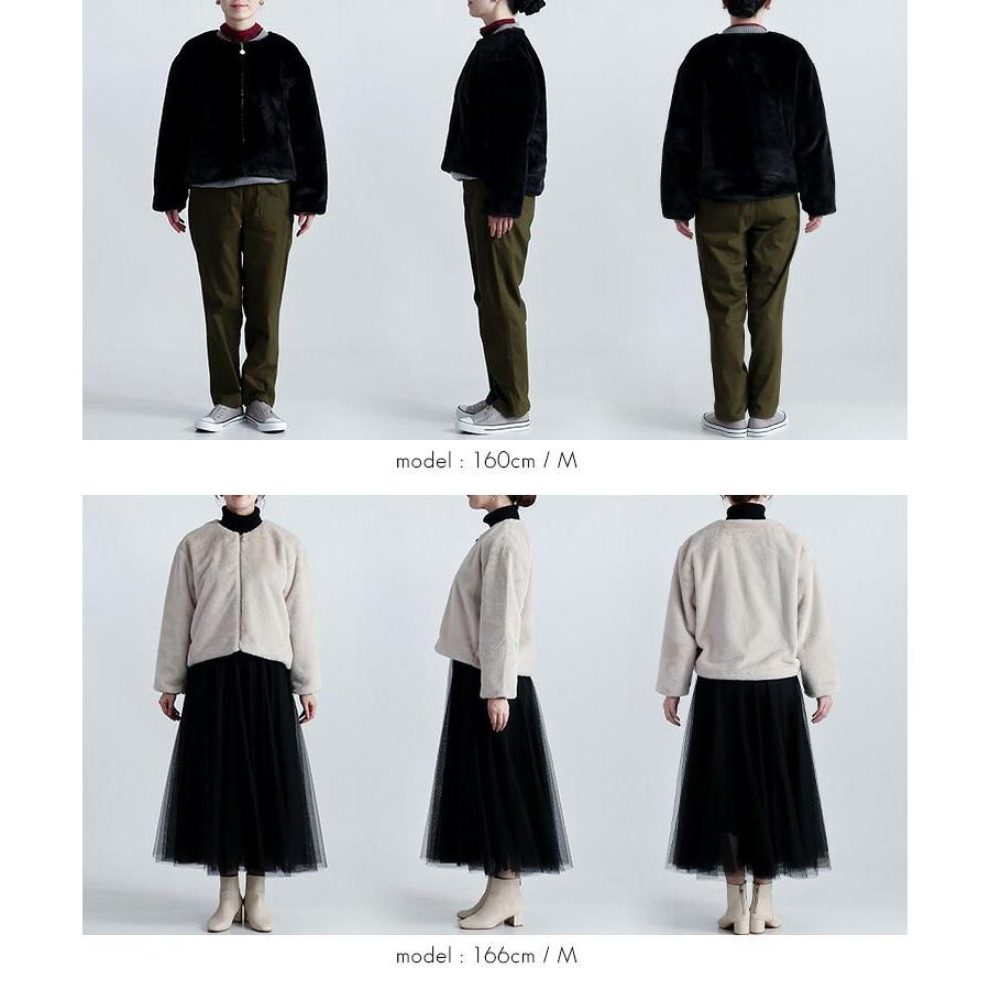 【新作】【送料無料】 ファーブルゾン 2色 M L 長袖 裏地あり レディース アウター コート ジャケット ブルゾン エコファー ノーカラー 前ファスナー 楽ちん |  | 15