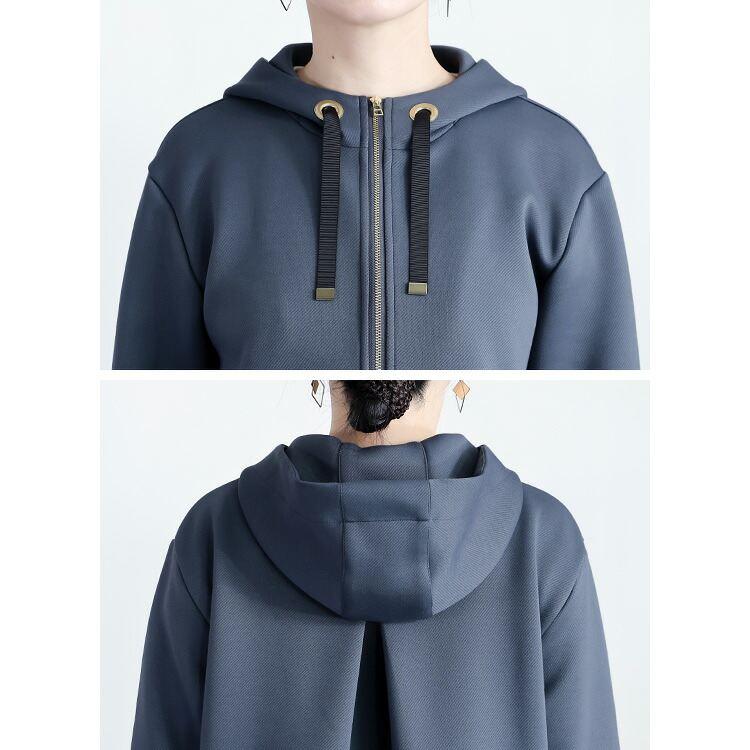 【送料無料】ツイルフーディージャケット 3色 M-LL 洗える 防シワ 長袖 レディース アウター ジャケット パーカー フード付き ダンボールニット風 ストレッチ |  | 17
