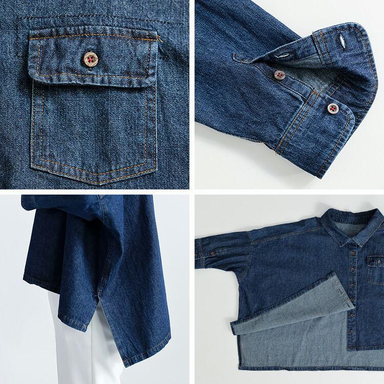 【送料無料】 デニムジャケット 2色 M-L 洗える 長袖 レディース アウター デニム ジャケット Gジャン 羽織 端境期 気温差 大人きれい シャツ衿 春秋 |  | 15