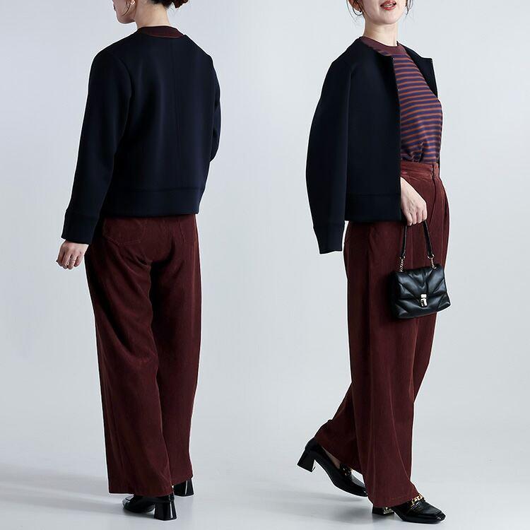 【新作】【送料無料】 ダンボールニットジャケット 3色 M L 洗える 長袖 レディース アウター ジャケット ノーカラージャケット ダンボールニット 体型カバー |  | 11