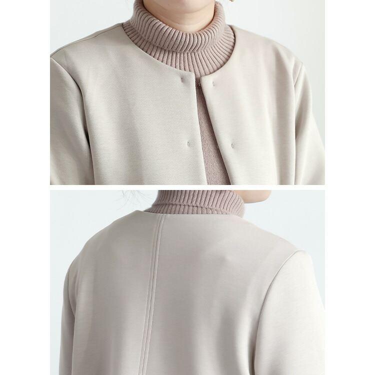 【新作】【送料無料】 ダンボールニットジャケット 3色 M L 洗える 長袖 レディース アウター ジャケット ノーカラージャケット ダンボールニット 体型カバー |  | 13