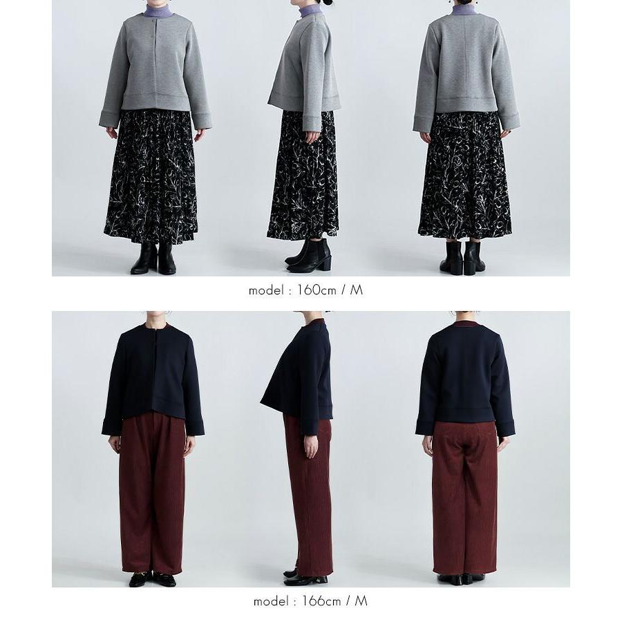 【新作】【送料無料】 ダンボールニットジャケット 3色 M L 洗える 長袖 レディース アウター ジャケット ノーカラージャケット ダンボールニット 体型カバー |  | 15