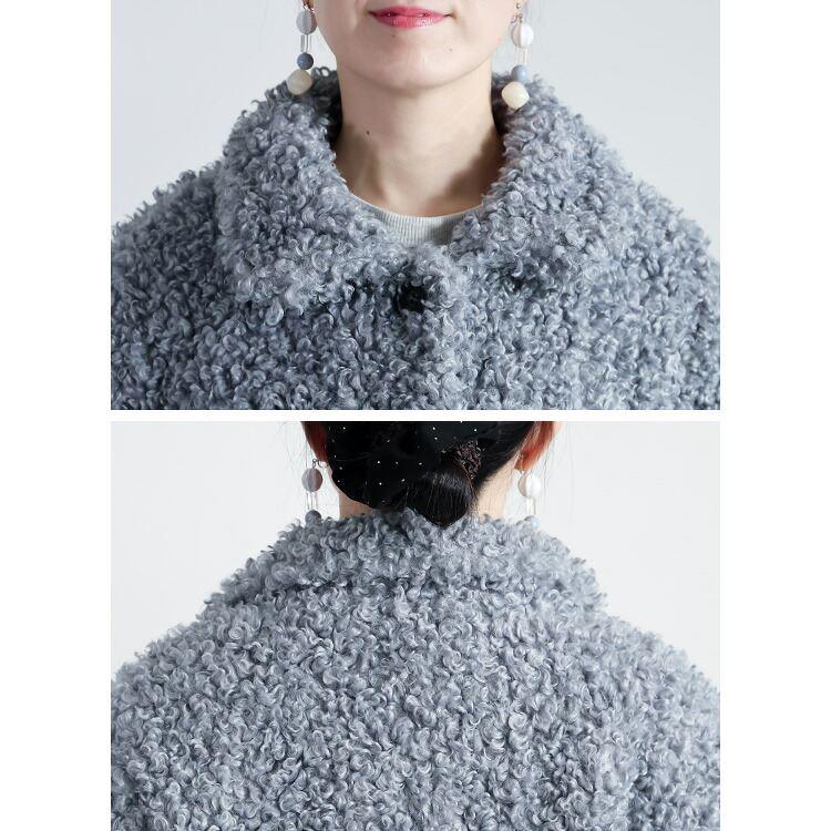 【新作】【送料無料】 プードルボアジャケット 3色 M L 長袖 レディース アウター ジャケット 衿付き ビッグ釦 ふわふわ ボア フェイクファー エコファー |  | 13