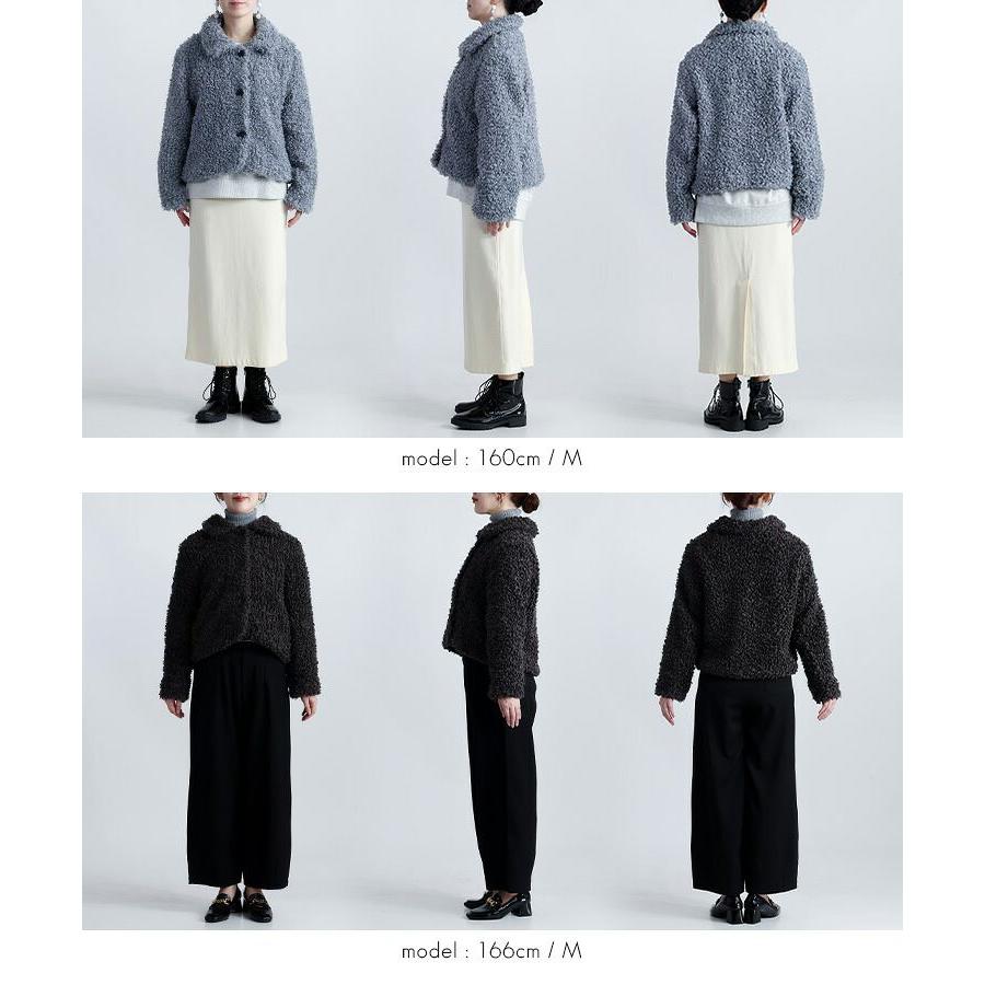 【新作】【送料無料】 プードルボアジャケット 3色 M L 長袖 レディース アウター ジャケット 衿付き ビッグ釦 ふわふわ ボア フェイクファー エコファー |  | 15