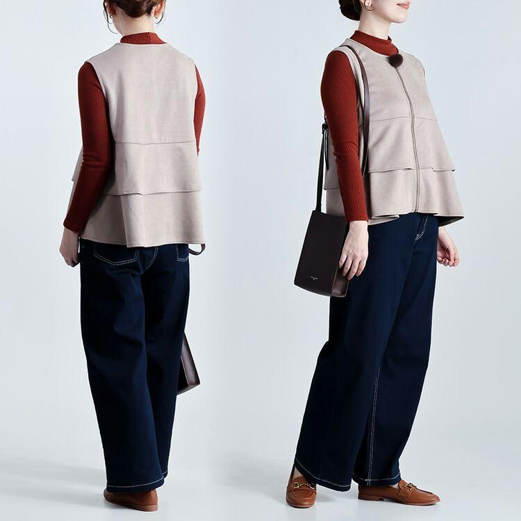 【準新作/送料無料】 ストレッチスエードベスト 4色 M L 洗える レディース トップス ベスト ノースリーブ 微起毛 スエード調 重ね着 レイヤード 春秋冬 |  | 06