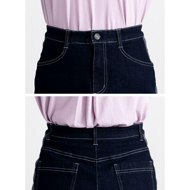 【送料無料/再入荷】 デニムバギースカート M L 洗える レディース ボトムス スカート バギースカート デニムスカート ロング丈 Aライン 切替 綿 コットン 通年 |  | 10