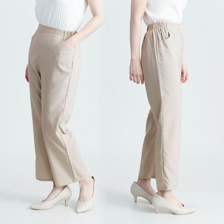 【送料無料/日本製】 リフラクスセミワイドパンツ 3色 M-3L 洗える アンクル丈 レディース ボトムス パンツ セミワイドパンツ 股上深め 楽ちん 春夏 |  | 06