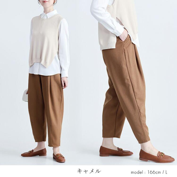 【送料無料】ウール調コクーンパンツ 5色 M-LL 洗える アンクル丈 レディース ボトムス パンツ コクーンパンツ ウエストゴム 股上深め ウール調 春秋冬 |  | 07