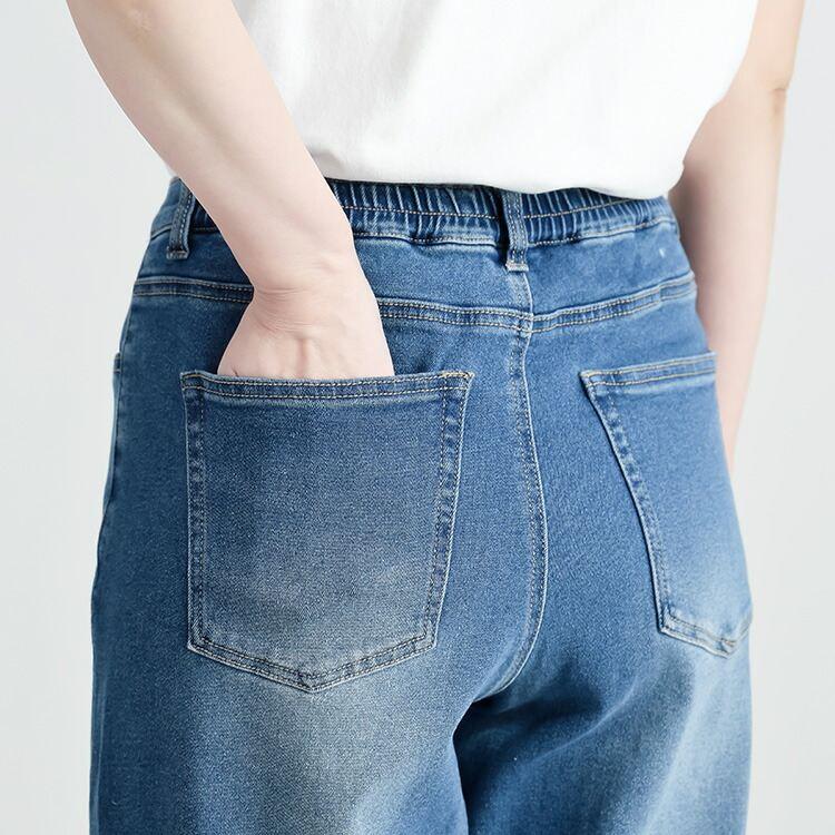 【送料無料】 ストレッチデニムバレルレッグパンツ 3色 M-LL 洗える SDGs 10分丈 レディース ボトムス パンツ バレルパンツ ワイドパンツ 春夏秋冬 |  | 10