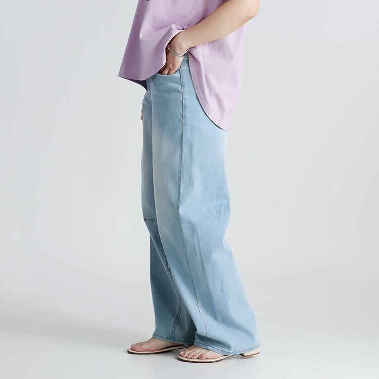 【送料無料】 ストレッチデニムバレルレッグパンツ 3色 M-LL 洗える SDGs 10分丈 レディース ボトムス パンツ バレルパンツ ワイドパンツ 春夏秋冬 |  | 06