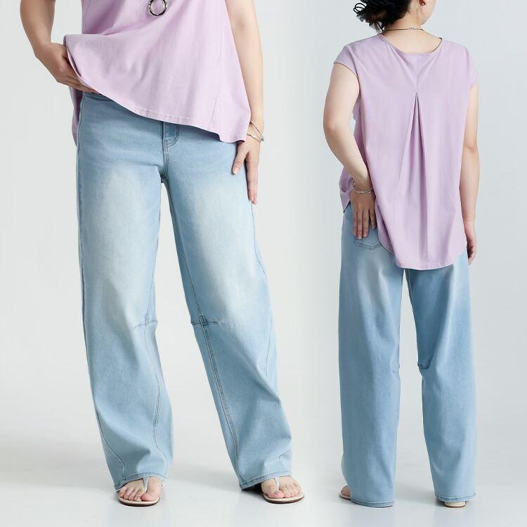 【送料無料】 ストレッチデニムバレルレッグパンツ 3色 M-LL 洗える SDGs 10分丈 レディース ボトムス パンツ バレルパンツ ワイドパンツ 春夏秋冬 |  | 07