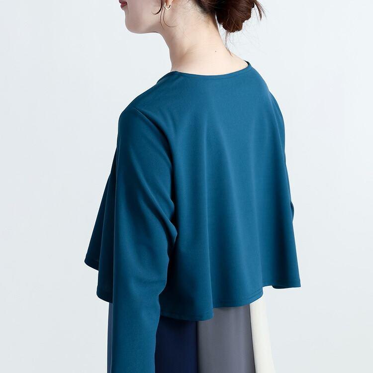 【送料無料】 レイヤード風ワンピース 3色 M L 洗える 長袖 レディース トップス ワンピース Aライン 重ね着風 無地 バイカラー 体型カバー 春秋 |  | 10