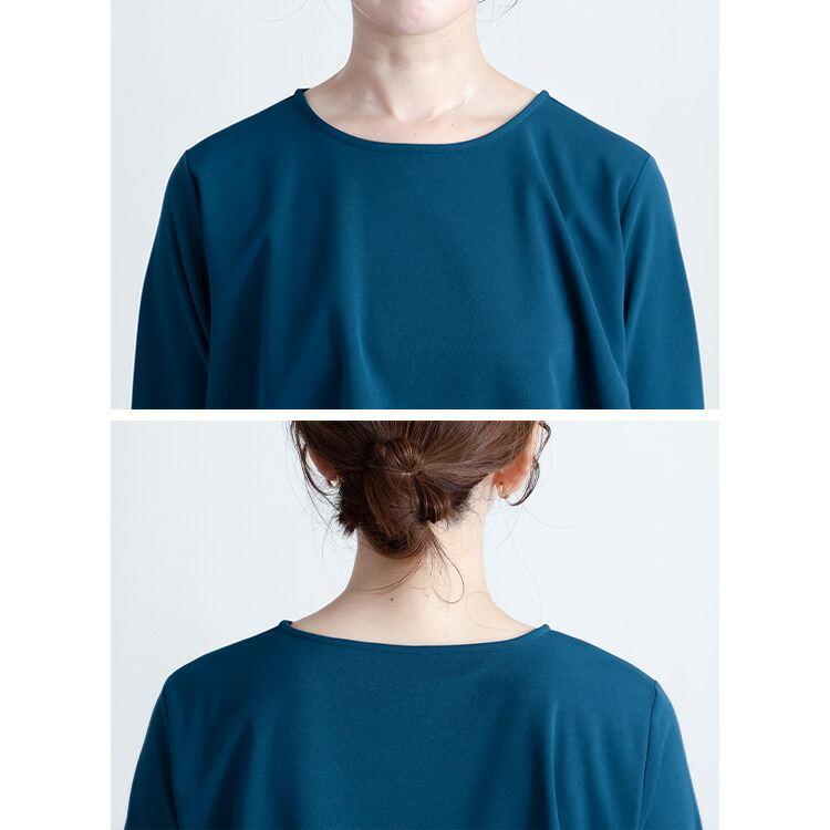 【送料無料】 レイヤード風ワンピース 3色 M L 洗える 長袖 レディース トップス ワンピース Aライン 重ね着風 無地 バイカラー 体型カバー 春秋 |  | 15