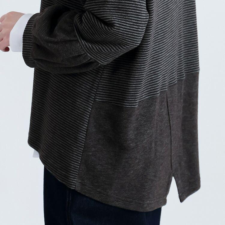 【新作】【送料無料/日本生地使用】 吸湿発熱ボーダーチュニック 4色 M L 洗える レディース トップス カットソー チュニック ぽわん袖 帝人 TEIJIN |  | 11