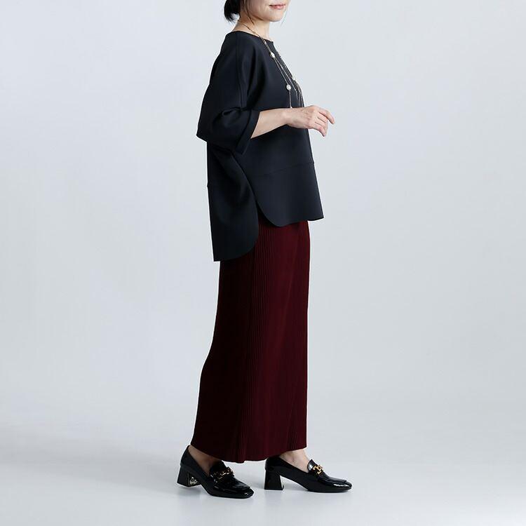 【準新作/日本製】【送料無料】 ドルマンプルオーバー 3色 M-L 6分袖 洗える レディース トップス チュニック ドルマン袖 ダンボールニット ストレッチ 春秋冬 |  | 11