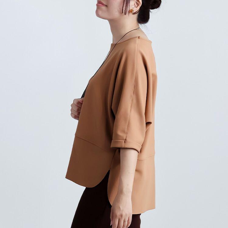 【準新作/日本製】【送料無料】 ドルマンプルオーバー 3色 M-L 6分袖 洗える レディース トップス チュニック ドルマン袖 ダンボールニット ストレッチ 春秋冬 |  | 06