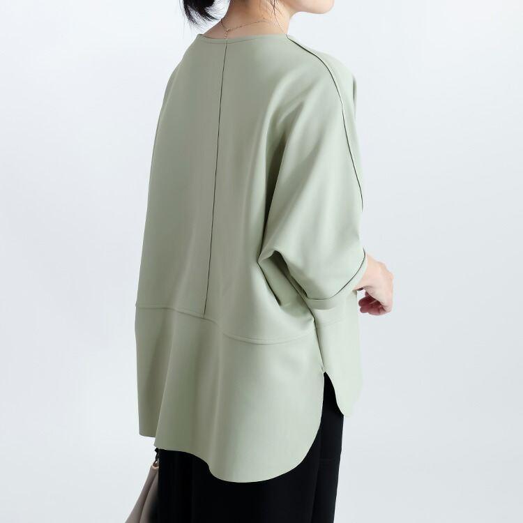 【送料無料/日本製】ドルマンプルオーバー 3色 M-L 6分袖 洗える レディース トップス チュニック ダンボールニット ストレッチ 楽ちん 体型カバー 春秋 |  | 08