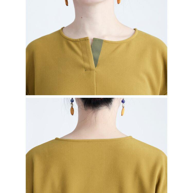 【新作】【送料無料】ピーチ起毛チュニック 4色 M L 洗える 長袖 レディース トップス チュニック カットソー 微起毛 |  | 13