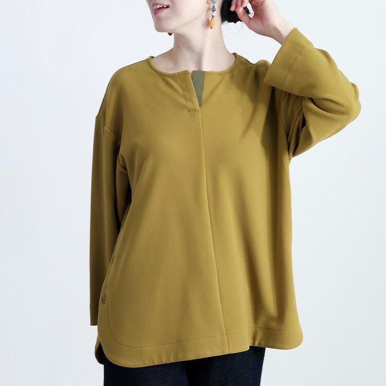 【新作】【送料無料】ピーチ起毛チュニック 4色 M L 洗える 長袖 レディース トップス チュニック カットソー 微起毛 |  | 08