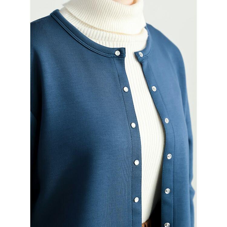 【送料無料】 ダンボールニットカーディガン 4色 M L 洗える 長袖 レディース トップス カーディガン クルーネック 体型カバー シワになりにくい 春秋冬 |  | 11