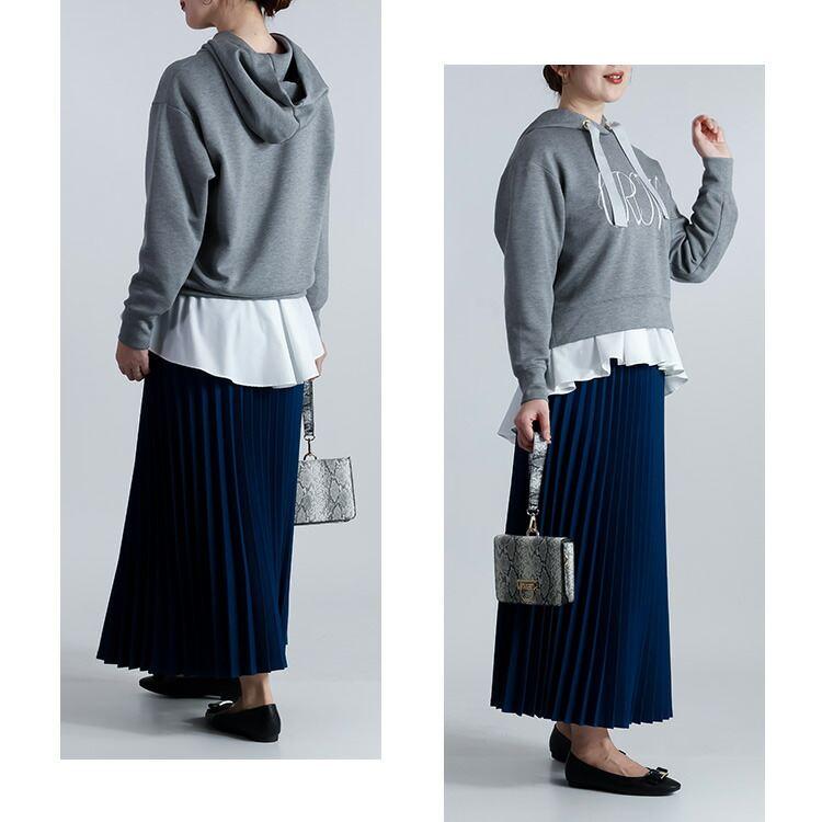 【新作】【送料無料】 ロゴ刺繍ダンボールニットパーカー 2色 M L 洗える 長袖 レディース トップス パーカー プルオーバー トレーナー ロゴ 刺繍 フード付 |  | 10