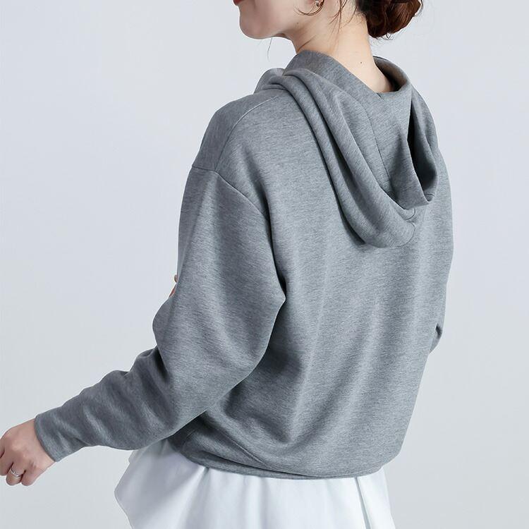 【新作】【送料無料】 ロゴ刺繍ダンボールニットパーカー 2色 M L 洗える 長袖 レディース トップス パーカー プルオーバー トレーナー ロゴ 刺繍 フード付 |  | 12