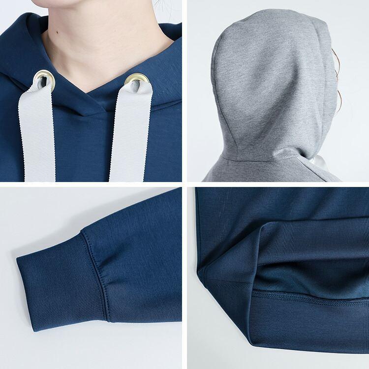 【新作】【送料無料】 ロゴ刺繍ダンボールニットパーカー 2色 M L 洗える 長袖 レディース トップス パーカー プルオーバー トレーナー ロゴ 刺繍 フード付 |  | 14