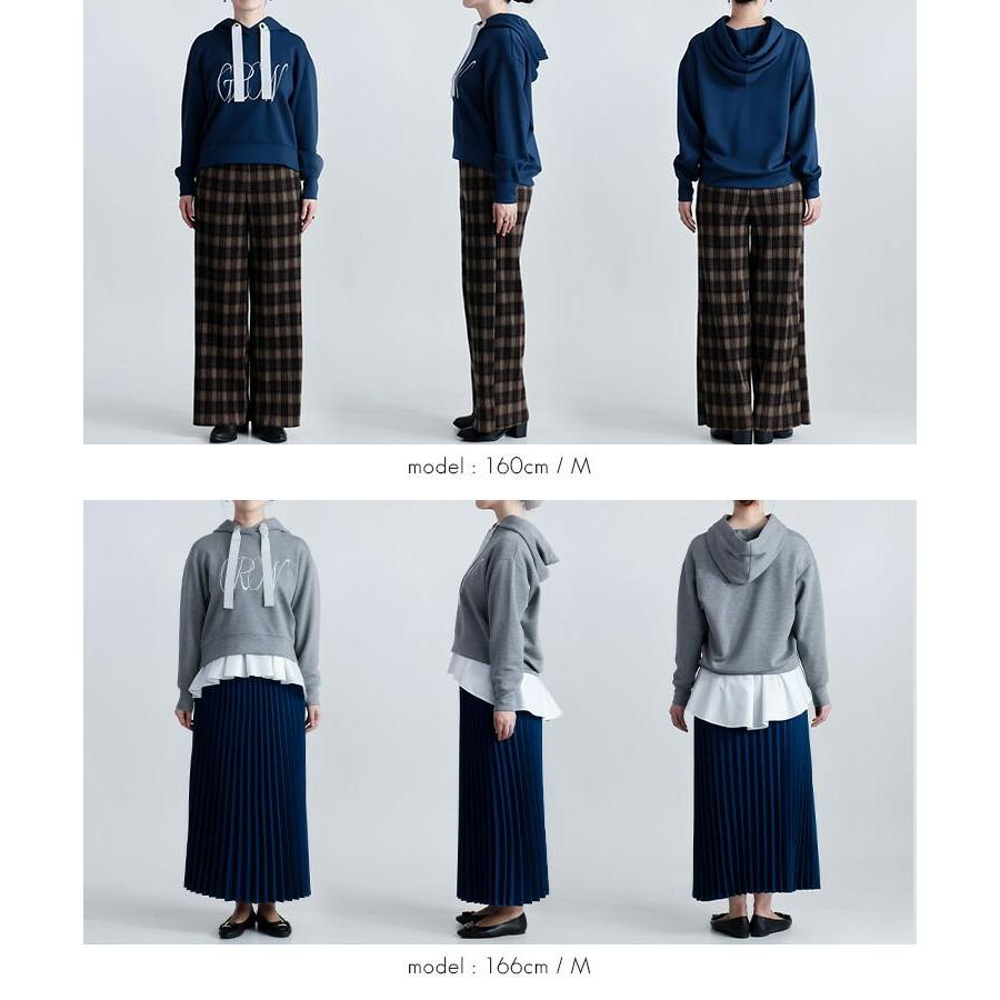 【新作】【送料無料】 ロゴ刺繍ダンボールニットパーカー 2色 M L 洗える 長袖 レディース トップス パーカー プルオーバー トレーナー ロゴ 刺繍 フード付 |  | 15