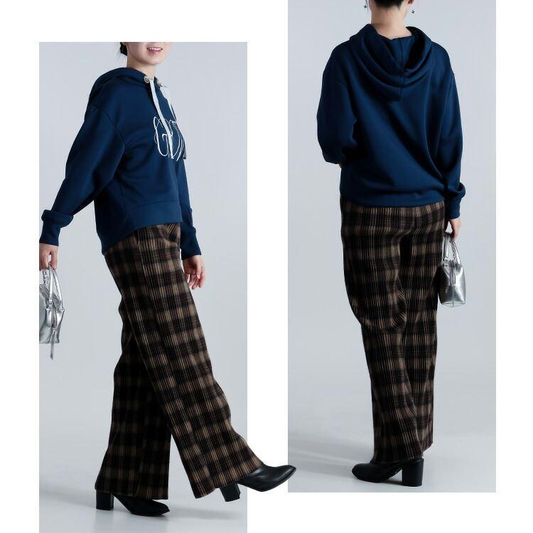 【新作】【送料無料】 ロゴ刺繍ダンボールニットパーカー 2色 M L 洗える 長袖 レディース トップス パーカー プルオーバー トレーナー ロゴ 刺繍 フード付 |  | 06