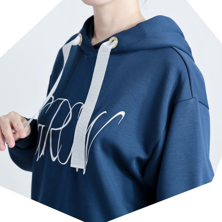 【新作】【送料無料】 ロゴ刺繍ダンボールニットパーカー 2色 M L 洗える 長袖 レディース トップス パーカー プルオーバー トレーナー ロゴ 刺繍 フード付 |  | 07