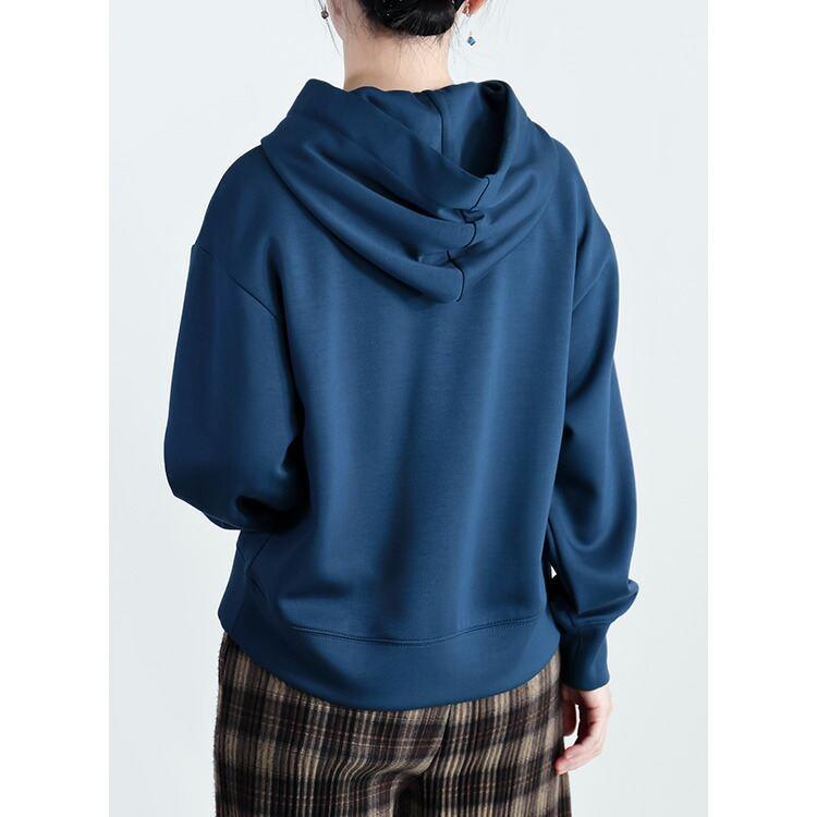 【新作】【送料無料】 ロゴ刺繍ダンボールニットパーカー 2色 M L 洗える 長袖 レディース トップス パーカー プルオーバー トレーナー ロゴ 刺繍 フード付 |  | 08