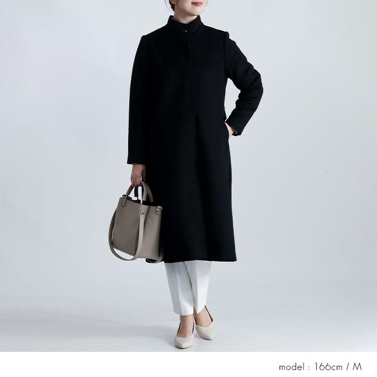 【準新作】【送料無料】 カシミヤウールコート M-3L 長袖 レディース アウター ロング コート フォーマルコート スタンドカラー カシミヤ ウール アンゴラ 黒 |  | 11