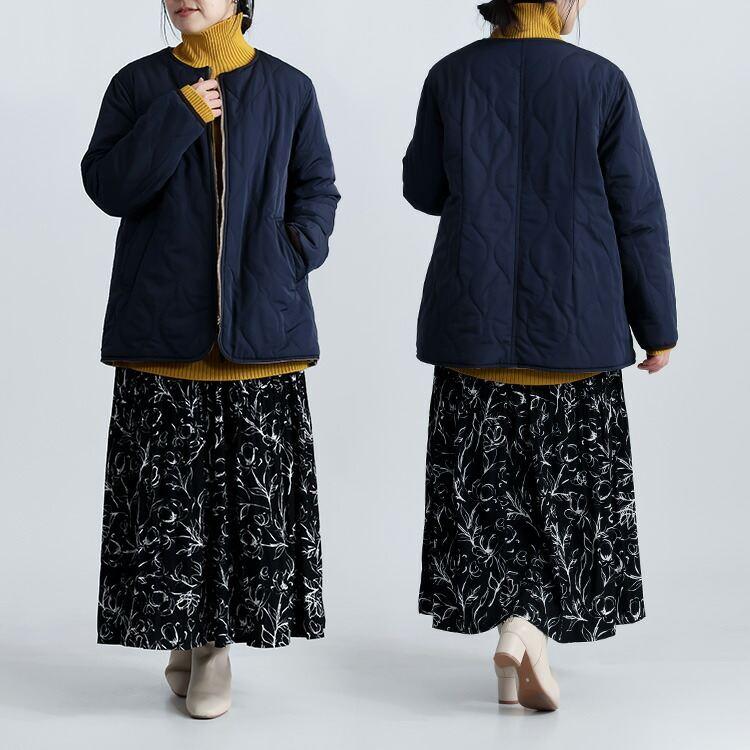 【新作】【送料無料】キルティングリバーシブル中綿コート 2色 M-LL リバーシブル 中わた 長袖 2way レディース アウター |  | 09