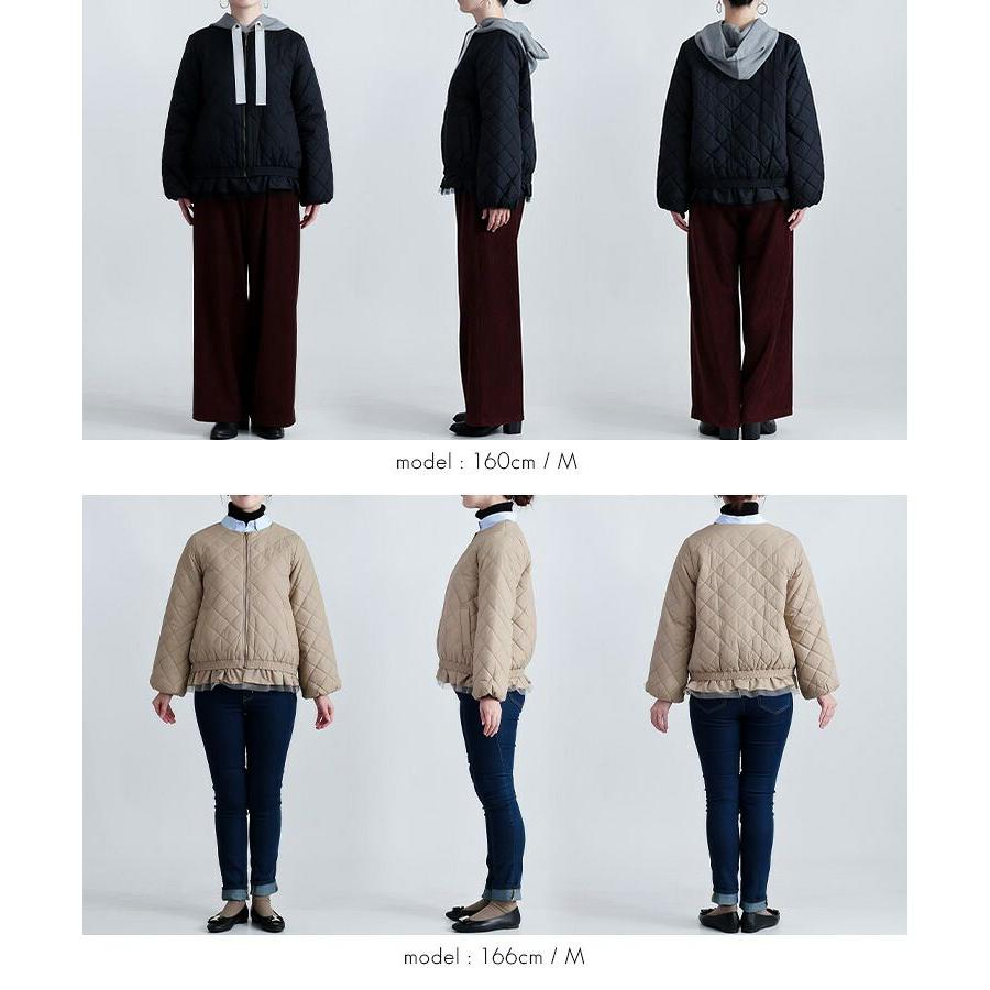 【新作】【送料無料】 裾フリル使い中綿ジャケット(フリル取外し可) 3色 M L 洗える 中綿 長袖 レディース アウター ジャケット コート ブルゾン 中わた |  | 15