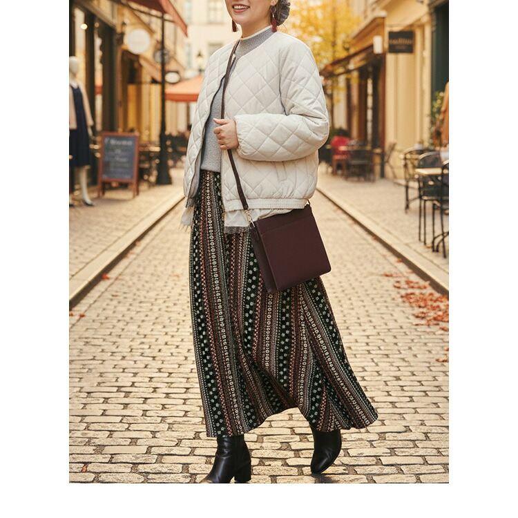 【新作】【送料無料】 裾フリル使い中綿ジャケット(フリル取外し可) 3色 M L 洗える 中綿 長袖 レディース アウター ジャケット コート ブルゾン 中わた |  | 06