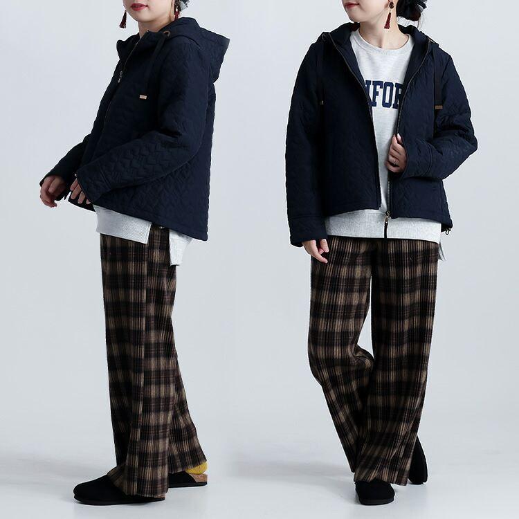 【新作】【送料無料】 ハート柄キルト中綿ジャケット 3色 M L 長袖 レディース アウター ジャケット コート フーディー フード付き ハート柄 体型カバー 中綿 |  | 13