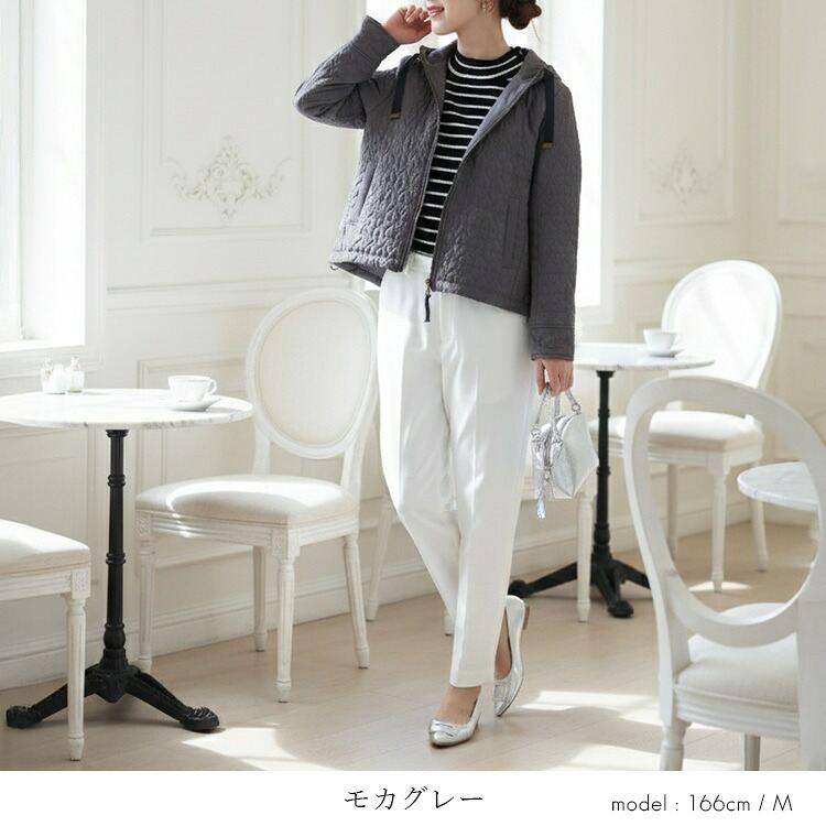 【新作】【送料無料】 ハート柄キルト中綿ジャケット 3色 M L 長袖 レディース アウター ジャケット コート フーディー フード付き ハート柄 体型カバー 中綿 |  | 08