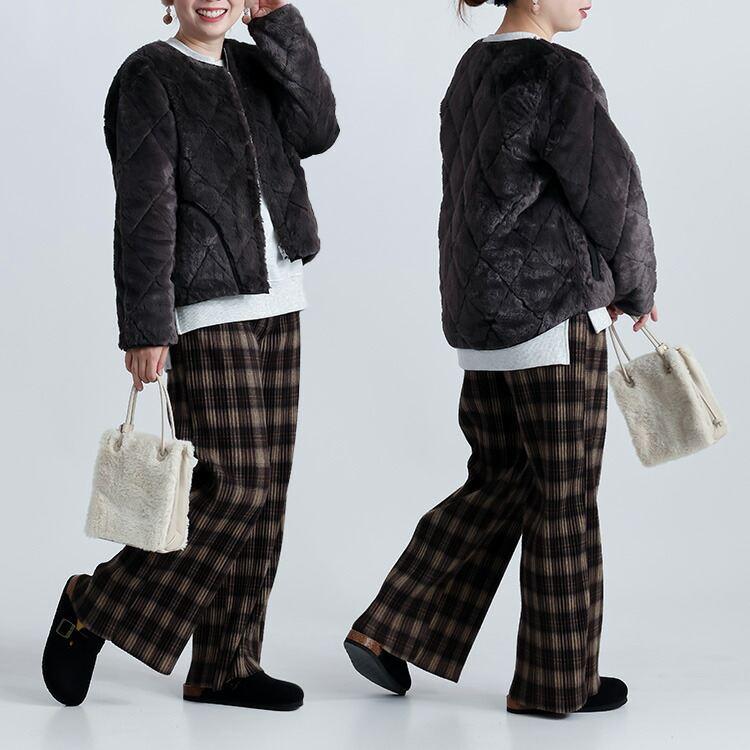 【新作】【送料無料】リバーシブル中綿キルトファージャケット 3色 M L 長袖 2way レディース アウター コート |  | 11