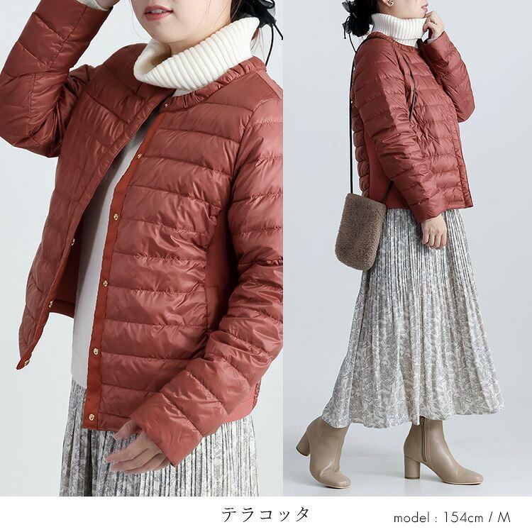 【準新作/送料無料】 超軽量ダウンジャケット 4色 M-LL 撥水 長袖 レディース アウター ダウンジャケット ダウンコート ライトダウン ノーカラー 防寒 春秋冬 |  | 10