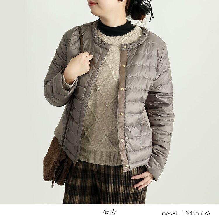 【準新作/送料無料】 超軽量ダウンジャケット 4色 M-LL 撥水 長袖 レディース アウター ダウンジャケット ダウンコート ライトダウン ノーカラー 防寒 春秋冬 |  | 06