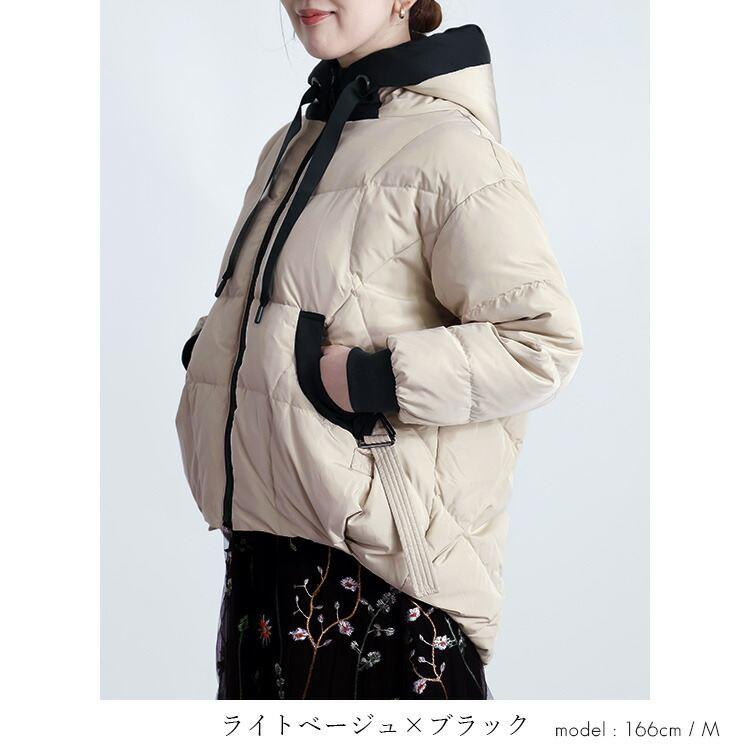 【新作】【送料無料】コクーンダウンコート 2色 M L 長袖 レディース アウター ジャケット コート ブルゾン ミリタリー |  | 05