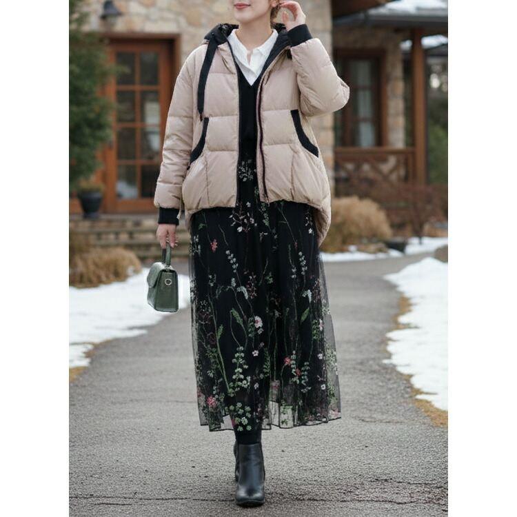 【新作】【送料無料】コクーンダウンコート 2色 M L 長袖 レディース アウター ジャケット コート ブルゾン ミリタリー |  | 07