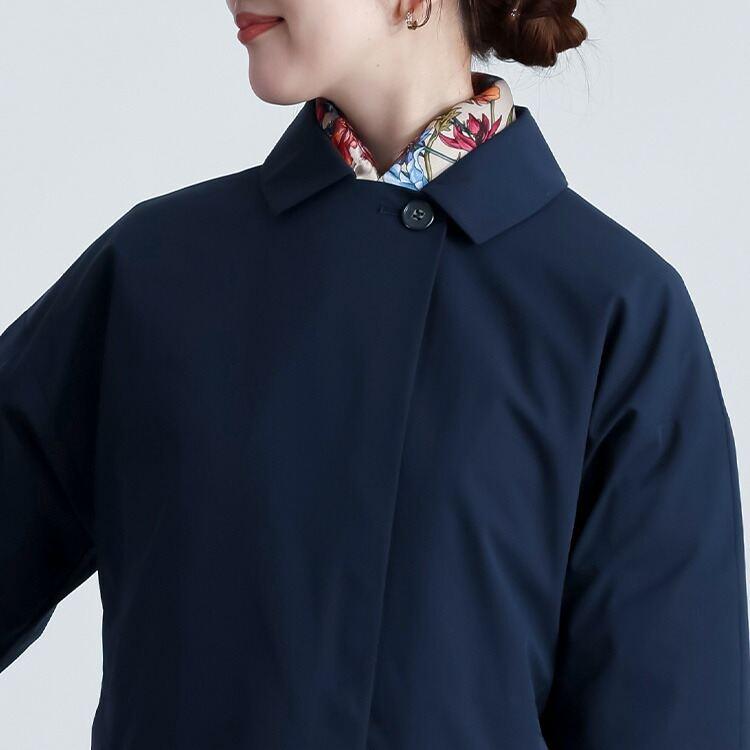 【新作】【送料無料】防風ステンカラーコート(裏面ダウン仕様) 3色 M L 洗える 長袖 レディース アウター コート ロングコート |  | 12