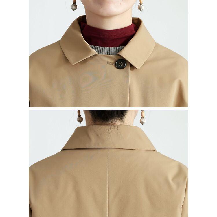 【新作】【送料無料】防風ステンカラーコート(裏面ダウン仕様) 3色 M L 洗える 長袖 レディース アウター コート ロングコート |  | 14