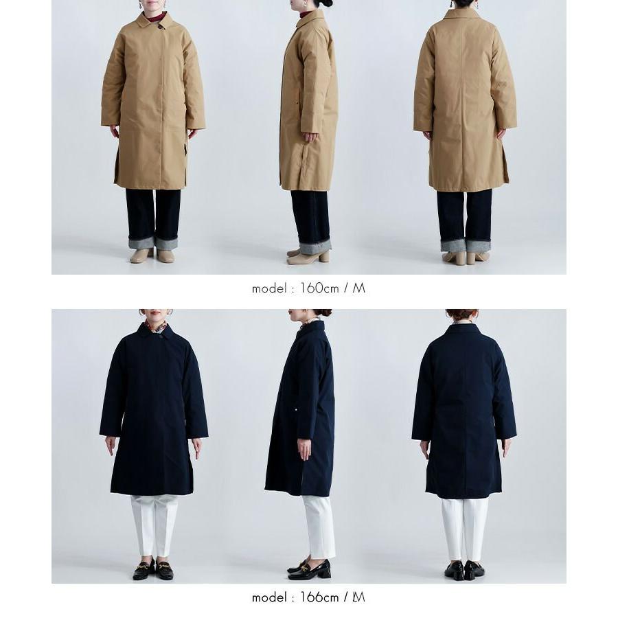 【新作】【送料無料】防風ステンカラーコート(裏面ダウン仕様) 3色 M L 洗える 長袖 レディース アウター コート ロングコート |  | 16