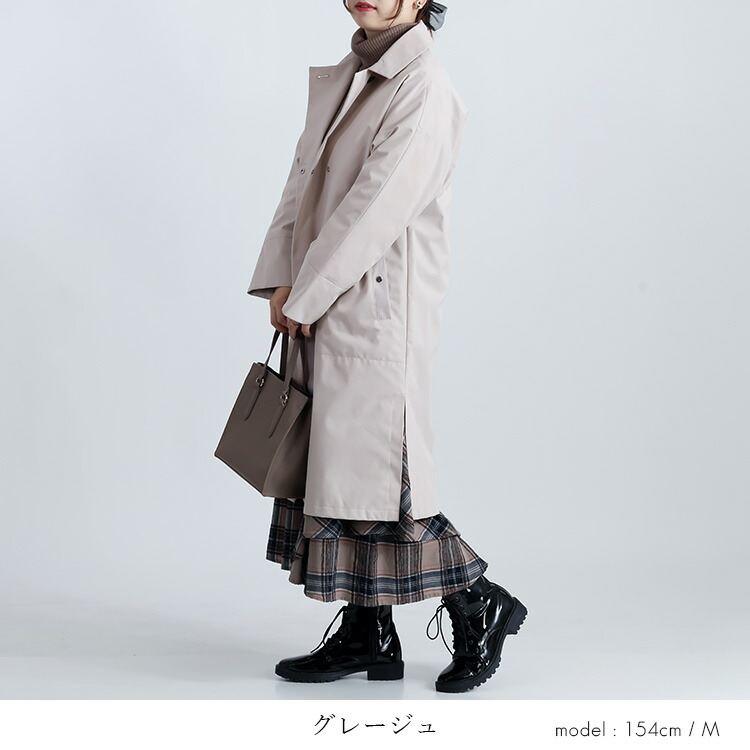 【新作】【送料無料】防風ステンカラーコート(裏面ダウン仕様) 3色 M L 洗える 長袖 レディース アウター コート ロングコート |  | 05