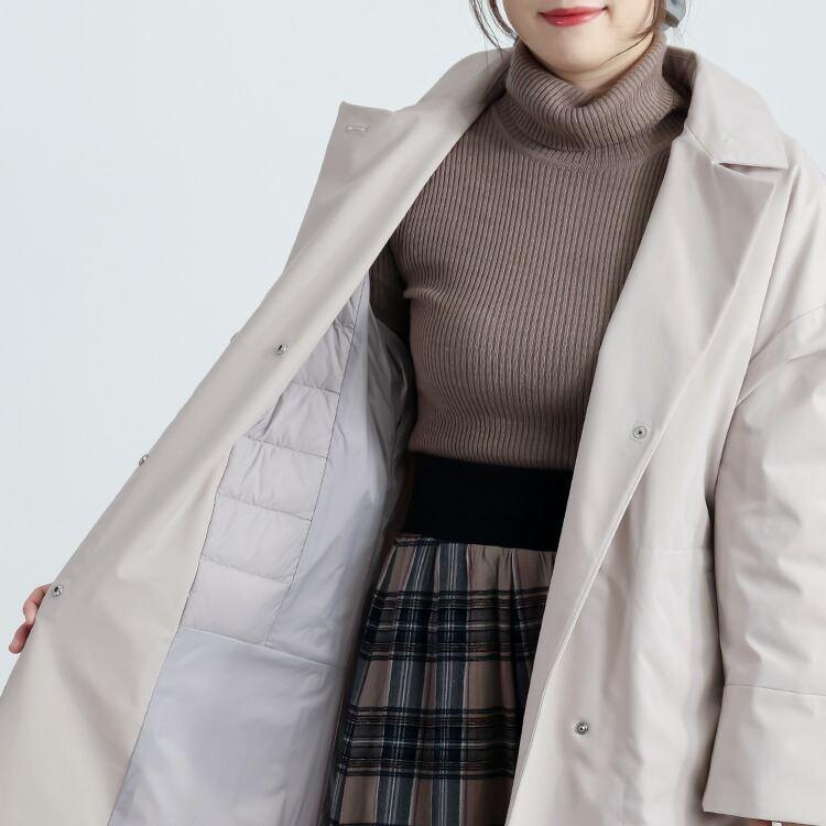 【新作】【送料無料】防風ステンカラーコート(裏面ダウン仕様) 3色 M L 洗える 長袖 レディース アウター コート ロングコート |  | 07